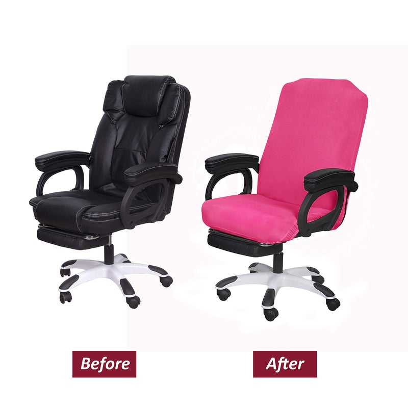 SARAFLORA Office Chair Cover- Large, Dark Pink- Removable Computer Chair Cover for Office Chair with Zipper for Universal Rotating Chair Desk Chair Cover Chair Seat Washable Protector for Pets - Image 5